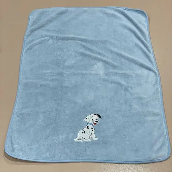 Vintage Disney 101 Dalmatians Blue Plush Fleece Baby Security Blanket